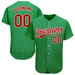 Authentic 3D Pattern Baseball Jersey in Kelly Green, Red & White - Custom Design Custom Kelly Green Red-White 3D Pattern