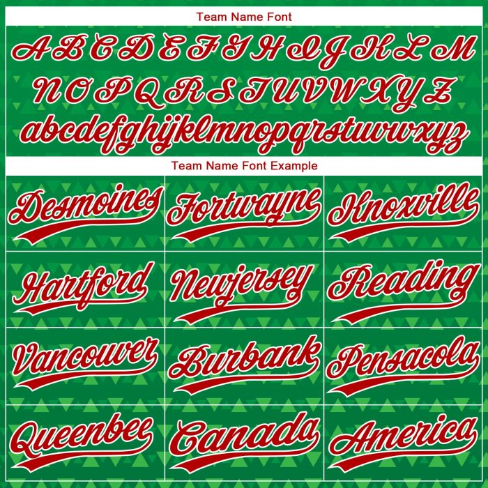 Authentic 3D Pattern Baseball Jersey in Kelly Green, Red & White - Custom Design Custom Kelly Green Red-White 3D Pattern - Image 4