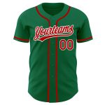 Authentic Custom Kelly Green Baseball Jersey with Red and White Details Custom Kelly Green Red-White Authentic Baseball Jersey - Image 2