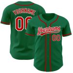 Authentic Custom Kelly Green Baseball Jersey with Red and White Details Custom Kelly Green Red-White Authentic Baseball Jersey