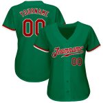 Custom Baseball Jersey Authentic Style 9677 - Kelly Green Red-White Design Custom Kelly Green Red-White Authentic Baseball - Image 2