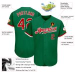 Custom Baseball Jersey Authentic Style 9677 - Kelly Green Red-White Design Custom Kelly Green Red-White Authentic Baseball - Image 3