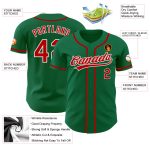 Authentic Custom Kelly Green Baseball Jersey with Red and White Details Custom Kelly Green Red-White Authentic Baseball Jersey - Image 3