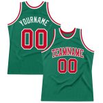 Custom Green Red White Basketball Jersey - Authentic Throwback Design Custom Kelly Green Red-White Authentic Throwback Basketball