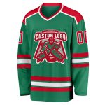 Custom Red-White Hockey Jersey in Kelly Green | Personalized Team Apparel Custom Kelly Green Red-White Hockey Jersey - Image 2