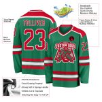 Custom Red-White Hockey Jersey in Kelly Green | Personalized Team Apparel Custom Kelly Green Red-White Hockey Jersey - Image 3