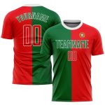 Portuguese Flag Soccer Jersey Custom Green Red-White Sublimation Uniform Custom Kelly Green Red-White Sublimation Portuguese