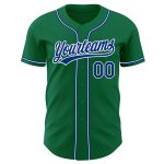 Custom Green Baseball Jersey - Authentic Royal-White Design for Teams Custom Kelly Green Royal-White Authentic Baseball Jersey - Image 2
