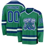 Custom Green White Hockey Jersey - Personalized Kelly Green Sports Jersey Custom Kelly Green Royal-White Hockey Jersey