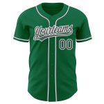 Custom Steel Gray White Kelly Green Authentic Baseball Jersey Custom Kelly Green Steel Gray-White Authentic Baseball Jersey - Image 2