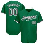 Custom Kelly Green Baseball Jersey, Gray-White Style 7086 - Authentic Athletic Apparel Custom Kelly Green Steel Gray-White