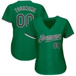 Custom Kelly Green Baseball Jersey, Gray-White Style 7086 - Authentic Athletic Apparel Custom Kelly Green Steel Gray-White - Image 2