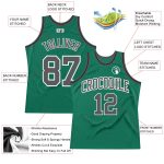 Kelly Green Custom Basketball Jersey - Authentic Throwback Steel Gray-White Custom Kelly Green Steel Gray-White Authentic - Image 2