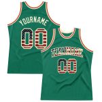 Custom Kelly Green Vintage USA Flag Basketball Jersey Cream Authentic Throwback Custom Kelly Green Vintage USA Flag-Cream