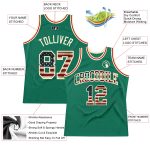 Custom Kelly Green Vintage USA Flag Basketball Jersey Cream Authentic Throwback Custom Kelly Green Vintage USA Flag-Cream - Image 2