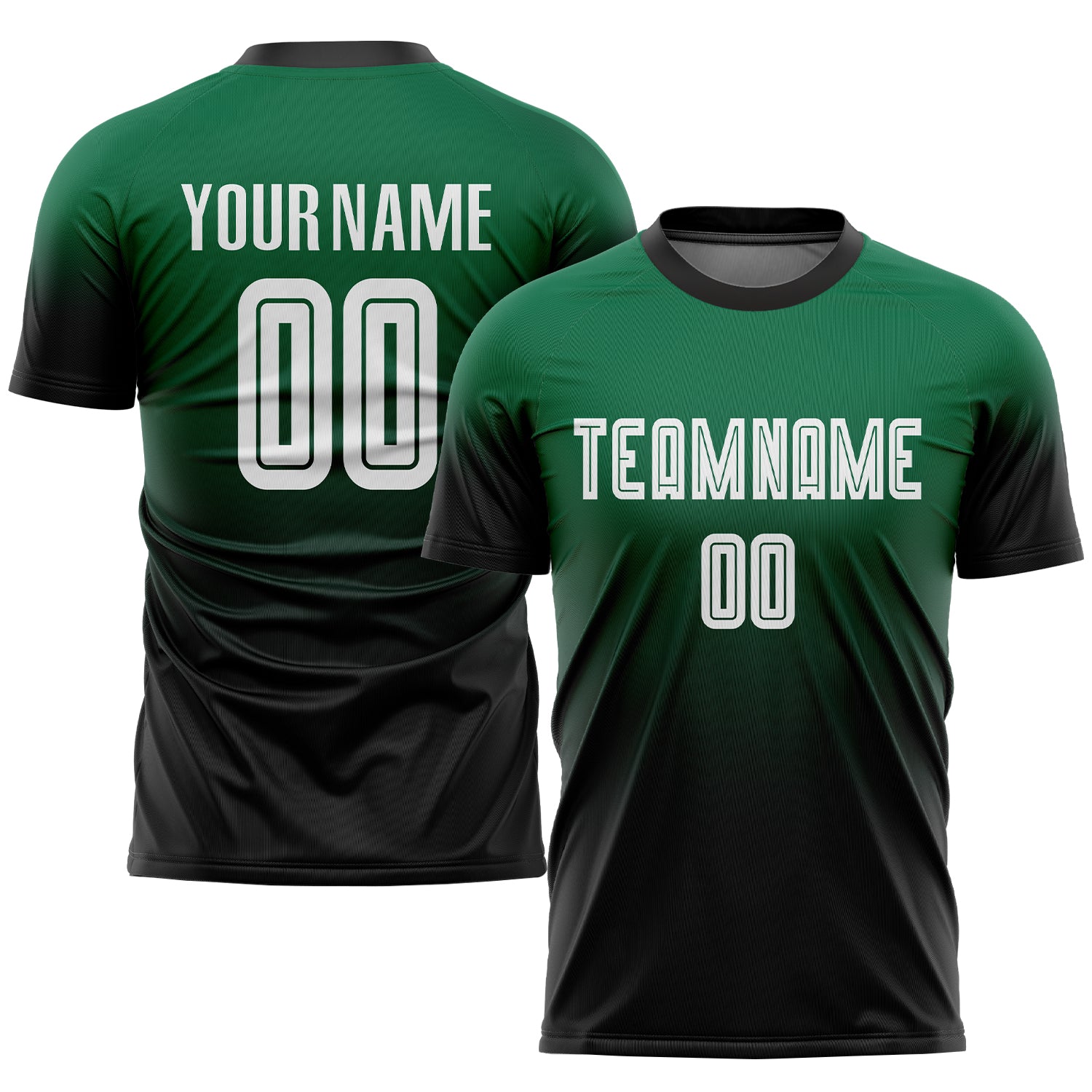Custom Kelly Green White-Black Sublimation Fade Fashion Soccer Uniform Jersey Sublimation Fade Fashion Soccer Jersey - Custom Kelly Green White Black Custom Kelly Green White-Black Sublimation Fade Fashion - Image 1