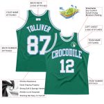 Custom Kelly Green White Light Blue Basketball Jersey - Authentic Throwback Design Custom Kelly Green White-Light Blue Authentic - Image 2