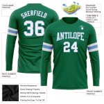 Custom Salute To Service T-Shirt - Long Sleeve Performance in Kelly Green and White-Light Blue Custom Kelly Green White-Light - Image 3