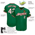 Custom Kelly Green Authentic Baseball Jersey, White-Red Style 7701, Perfect for Game Day and Fans Custom Kelly Green White-Red - Image 3