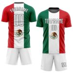 Mexican Flag Sublimation Soccer Uniform Jersey in Kelly Green, White, Red, and Black Custom Kelly Green White Red-Black Sublimation - Image 2