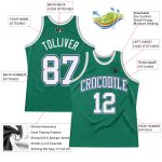 Authentic Throwback Basketball Jersey in Custom Kelly Green, White, Royal, and Silver Gray Custom Kelly Green White Royal-Silver - Image 2