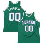 Authentic Throwback Basketball Jersey in Custom Kelly Green, White, Royal, and Silver Gray Custom Kelly Green White Royal-Silver