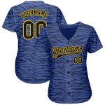 Light Blue Black Gold 3D Pattern Authentic Baseball Jersey Custom Design Custom Light Blue Black-Gold 3D Pattern Design Authentic - Image 2