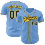 Light Blue Black Gold Baseball Jersey - Custom Authentic Baseball Apparel Custom Light Blue Black-Gold Authentic Baseball