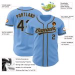 Authentic Light Blue Black-Old Gold Baseball Jersey - Custom Design Feature Custom Light Blue Black-Old Gold Authentic Baseball - Image 3