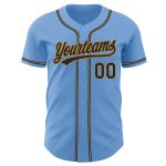 Authentic Light Blue Black-Old Gold Baseball Jersey - Custom Design Feature Custom Light Blue Black-Old Gold Authentic Baseball - Image 2