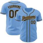 Authentic Light Blue Black-Old Gold Baseball Jersey - Custom Design Feature Custom Light Blue Black-Old Gold Authentic Baseball
