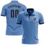 Light Blue Black Performance Golf Polo Shirt - Custom Fit Golf Apparel Custom Light Blue Black Performance Golf Polo Shirt