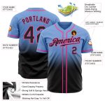 Custom Light Blue Black Pink Authentic Fade Fashion Baseball Jersey Custom Light Blue Black-Pink Authentic Fade Fashion Baseball - Image 2