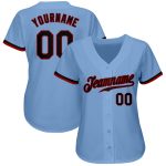 Custom Light Blue Authentic Baseball Jersey - Black and Red Design Custom Light Blue Black-Red Authentic Baseball Jersey - Image 2