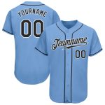 Light Blue Custom Authentic Baseball Jersey - Black and White Design Custom Light Blue Black-White Authentic Baseball Jersey