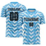 Custom Light Blue Soccer Jersey Sublimation Uniform for Home Games - Black and White Design Custom Light Blue Black-White