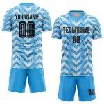 Custom Light Blue Soccer Jersey Sublimation Uniform for Home Games - Black and White Design Custom Light Blue Black-White - Image 2