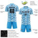 Custom Light Blue Soccer Jersey Sublimation Uniform for Home Games - Black and White Design Custom Light Blue Black-White - Image 3