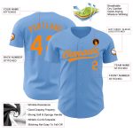 Light Blue Baseball Jersey with Blaze Orange Trim - Custom Authentic Design Custom Light Blue Blaze Orange Authentic Baseball - Image 3