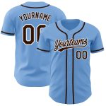 Light Blue Brown-White Custom Baseball Jersey - Authentic Design for Fans Custom Light Blue Brown-White Authentic Baseball