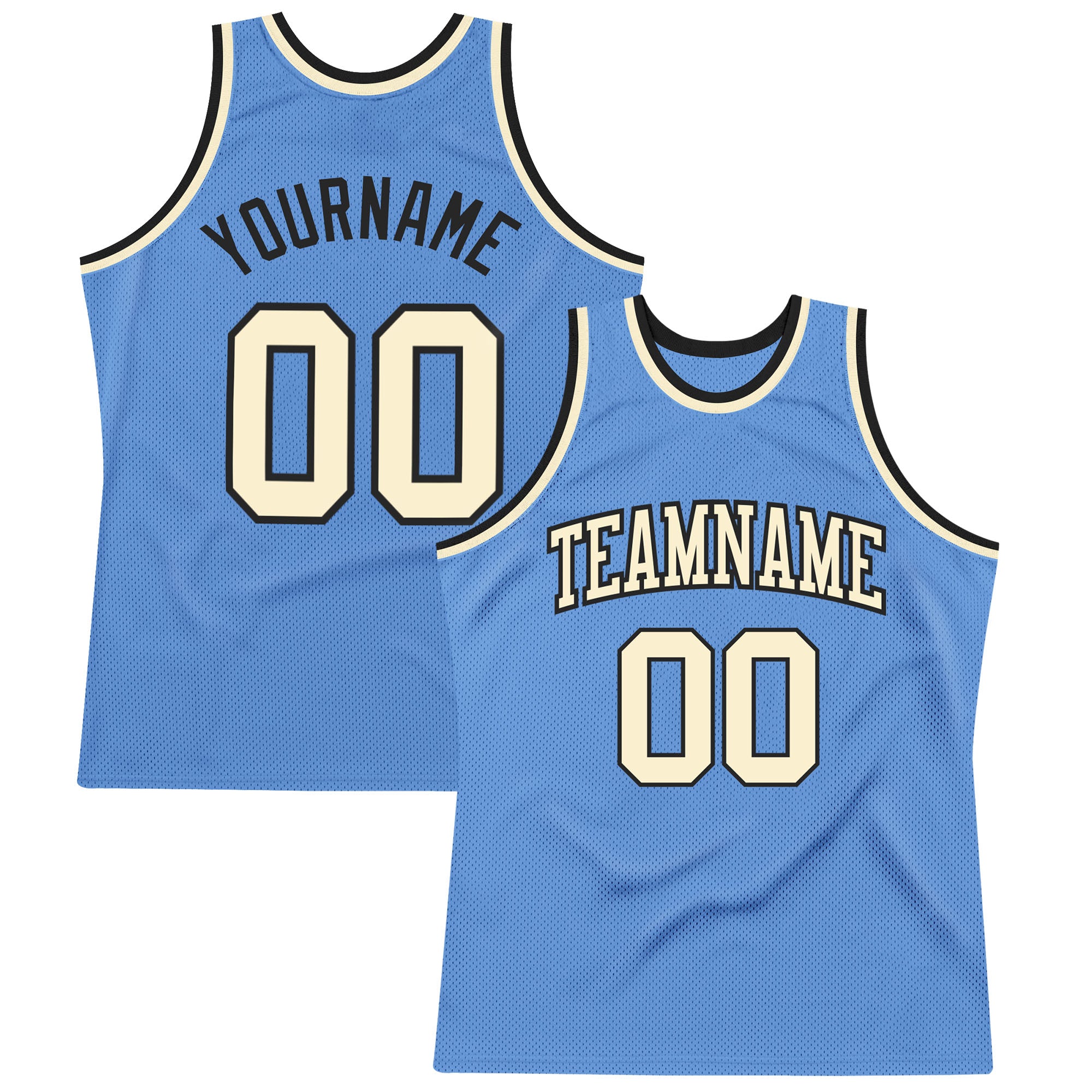 Light Blue Cream Black Custom Basketball Jersey Authentic Throwback Custom Light Blue Cream-Black Authentic Throwback Basketball