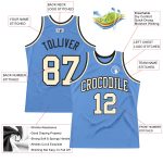 Light Blue Cream Black Custom Basketball Jersey Authentic Throwback Custom Light Blue Cream-Black Authentic Throwback Basketball - Image 2