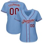 Custom Light Blue Authentic Baseball Jersey - Crimson White Style 7262 Custom Light Blue Crimson-White Authentic Baseball - Image 2