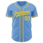 Light Blue Gold Authentic Baseball Jersey - Custom Design Sports Apparel Custom Light Blue Gold Authentic Baseball Jersey - Image 2