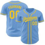 Light Blue Gold Authentic Baseball Jersey - Custom Design Sports Apparel Custom Light Blue Gold Authentic Baseball Jersey