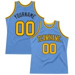 Custom Light Blue Basketball Jersey - Authentic Throwback Gold and Black Design Custom Light Blue Gold-Black Authentic Throwback