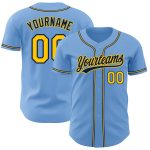 Light Blue Gold-Navy Custom Authentic Baseball Jersey for Men and Women Custom Light Blue Gold-Navy Authentic Baseball Jersey