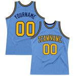 Light Blue Gold-Navy Authentic Basketball Jersey - Custom Throwback Design Custom Light Blue Gold-Navy Authentic Throwback