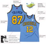 Light Blue Gold-Navy Authentic Basketball Jersey - Custom Throwback Design Custom Light Blue Gold-Navy Authentic Throwback - Image 2