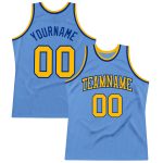 Light Blue Gold-Royal Authentic Throwback Basketball Jersey - Custom Design Custom Light Blue Gold-Royal Authentic Throwback